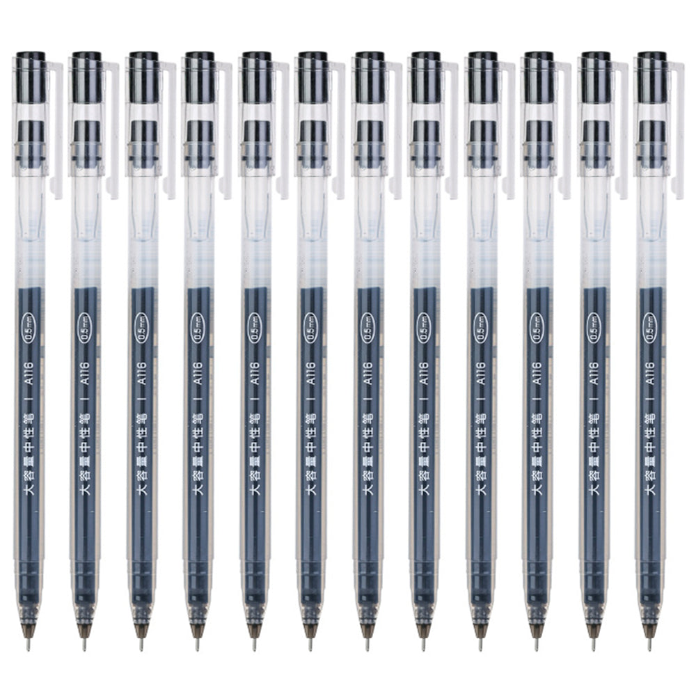 DELI A116 12Pcs Writing Neutral Pen Large Capacity Needle Pen 0.5mm Carbon Water Pen - Black DELI A116 12Pcs Writing Neutral Pen Large Capacity Needle Pen 0.5mm Carbon Water Pen - Black